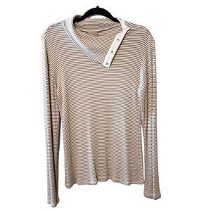 Dolan left coast collection womens striped stretch‎ knit top long sleeve size L